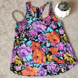 EUC Floral High-Low Tank Top